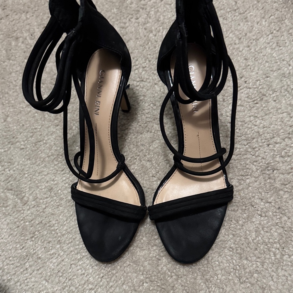 Gianni Bini Black Lace-Up Strappy High Heel Sandals